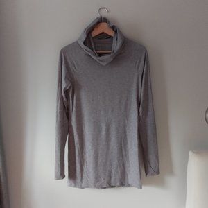 Athleta grey dress / tunic with cowl neck and hood - sz. S